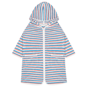 unisex jetty stripe french terry hooded zipper coverup