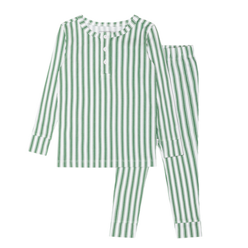 unisex boxwood ticking stripe pima pajamas set