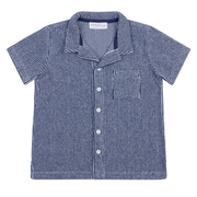 boys navy stripe french terry button up