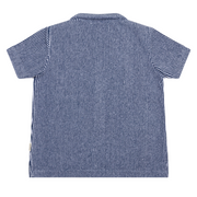 boys navy stripe french terry button up