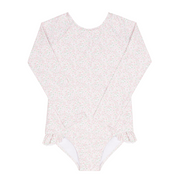 girls antique floral rashguard one piece