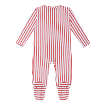 baby ribbon ticking stripe pima footie