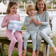 unisex ribbon ticking stripe pima pajamas set