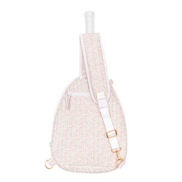 antique floral coated tennis bag