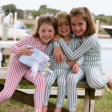 unisex ribbon ticking stripe pima pajamas set
