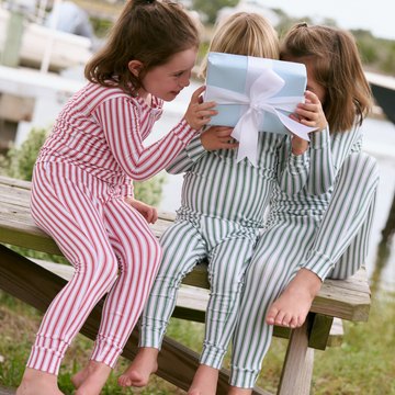 unisex ribbon ticking stripe pima pajamas set