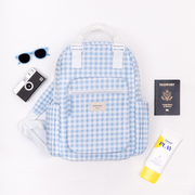 oasis blue gingham coated everyday backpack