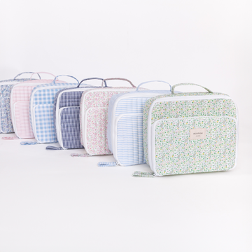 navy stripe coated lunchbox