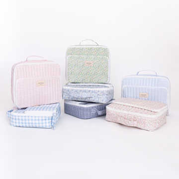 navy stripe coated lunchbox