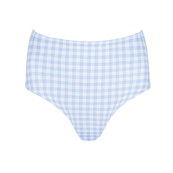 women's oasis blue gingham high waist bikini bottom – minnow