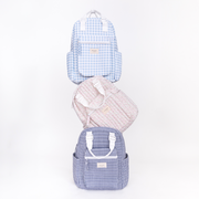 oasis blue gingham coated everyday backpack
