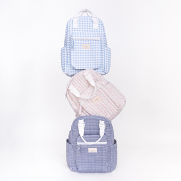oasis blue gingham coated everyday backpack