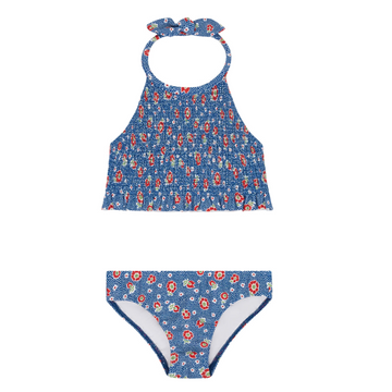 girls chatham floral smocked halter bikini