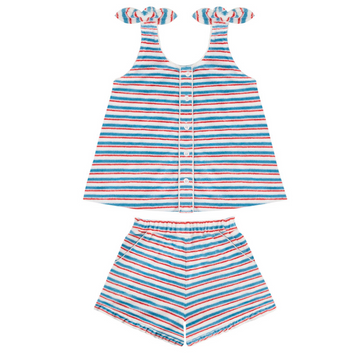 girls jetty stripe french terry tie knot set