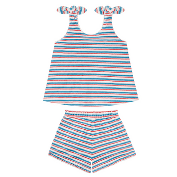 girls jetty stripe french terry tie knot set
