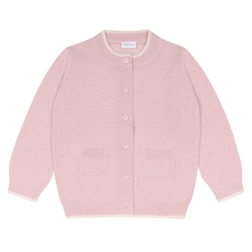 girls pink cashmere crewneck cardigan