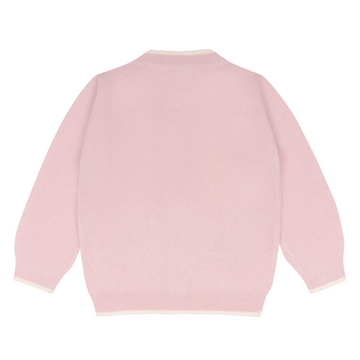 girls pink cashmere crewneck cardigan