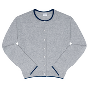 women's grey cashmere crewneck cardigan