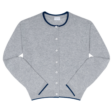 women's grey cashmere crewneck cardigan