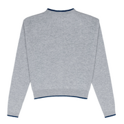 women's grey cashmere crewneck cardigan