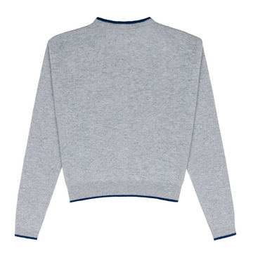 women's grey cashmere crewneck cardigan