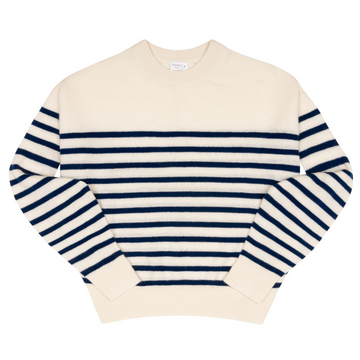 women's breton stripe cashmere cropped crewneck sweater