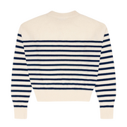 women's breton stripe cashmere cropped crewneck sweater