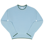 women's blue cashmere cropped crewneck sweater