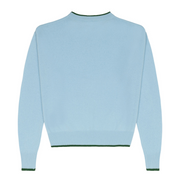 women's blue cashmere cropped crewneck sweater