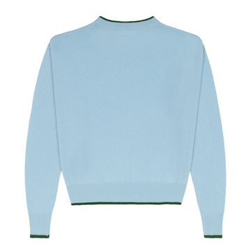women's blue cashmere cropped crewneck sweater