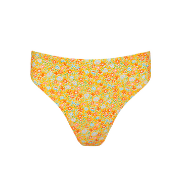 women's marigold floral mid rise bikini bottom