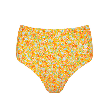 women's marigold floral high waisted bikini bottom