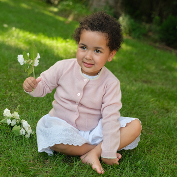 girls pink cashmere crewneck cardigan