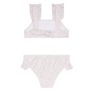 girls antique floral ruffle strap bikini