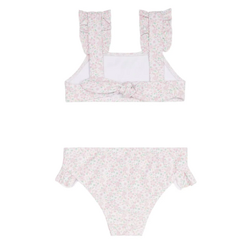 girls antique floral ruffle strap bikini
