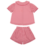 girls poppy gingham puff sleeve top and ruffle short set