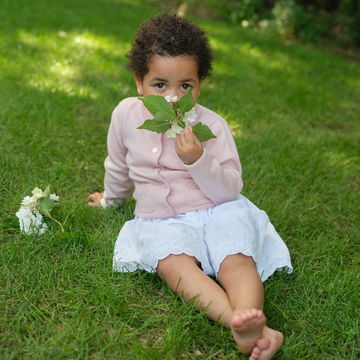girls pink cashmere crewneck cardigan