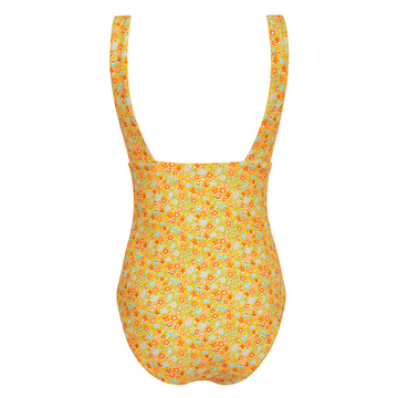 women's marigold floral v-neck one piece