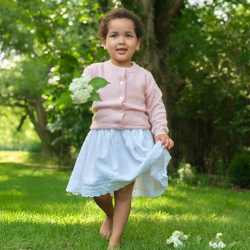 girls pink cashmere crewneck cardigan