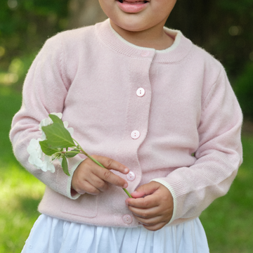 girls pink cashmere crewneck cardigan