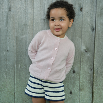 girls pink cashmere crewneck cardigan