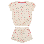 girls summer cherries french terry top and short set
