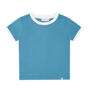 unisex cerulean blue ringer tee