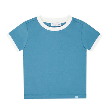 unisex cerulean blue ringer tee