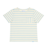 unisex cream and powder blue stripe boatneck tee