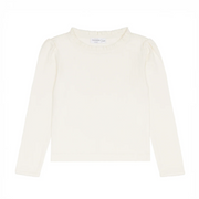 girls cream ruffle pointelle long sleeve shirt
