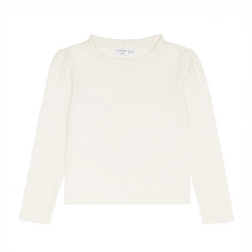 girls cream ruffle pointelle long sleeve shirt