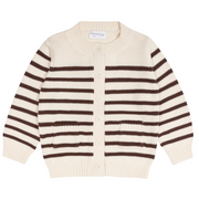 unisex cream and cacao stripe knit cardigan