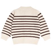 unisex cream and cacao stripe knit cardigan