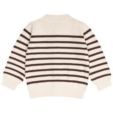 unisex cream and cacao stripe knit cardigan
